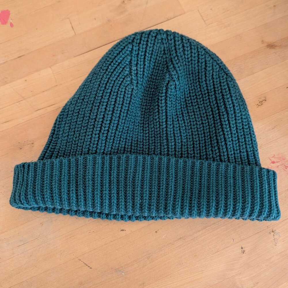 Primary Kids Cotton Nylon Spandex Knit Beanie Hat M/L Green Aqua Blue Like New - Picture 4 of 5
